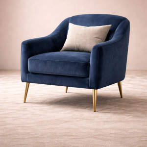 Modern Design Velvet Armchair with Metal Legs