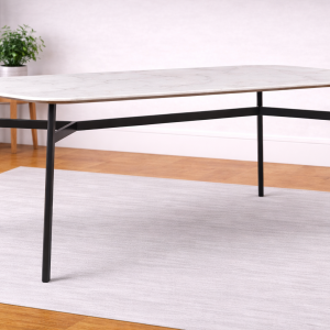 6 Seater Marble Top with Metal Base Dining Table