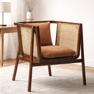 Classic Rattan, Wood & Upholstery Armchair