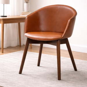 Classic leather chair with wooden legs