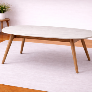 Marble Top with Wooden Base Centre Table