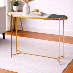 Metal Console Table with Marble Top