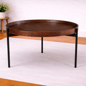 Wooden Top with Iron Base Centre Table