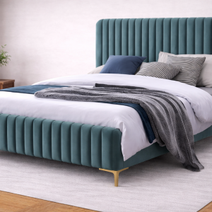 Upholstered Bed with Metal Legs